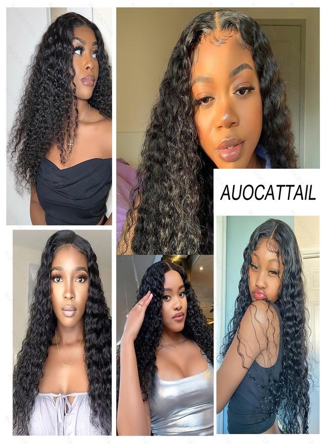 AUOCATTAIL 13x6 Lace Front Wigs Curly Wigs HD Transparent Pre Plucked Glueless Human Hair 180 Density Deep Part Curly Wigs for Women Natural Color (26 Inch) - Image 4