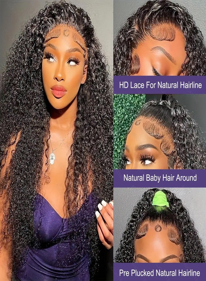 AUOCATTAIL 13x6 Lace Front Wigs Curly Wigs HD Transparent Pre Plucked Glueless Human Hair 180 Density Deep Part Curly Wigs for Women Natural Color (26 Inch) - Image 2