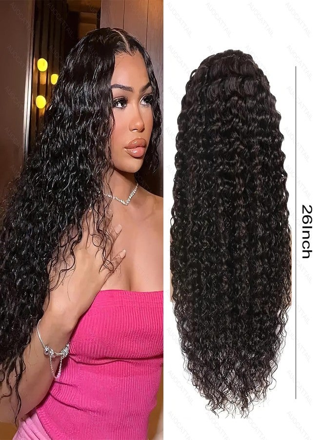 AUOCATTAIL 13x6 Lace Front Wigs Curly Wigs HD Transparent Pre Plucked Glueless Human Hair 180 Density Deep Part Curly Wigs for Women Natural Color (26 Inch) - Image 3