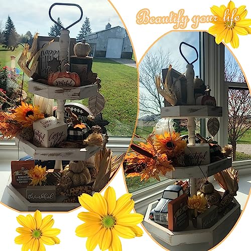 MRPAPA 3 Tiered Tray Stand - Large Farmhouse Kitchen Decor with Easy Assembly, 3 Tier Rustic Decorative Trays, Wood Cupcake Stand,Versatile 3-Tiered Organizer for Home Decor - Image 2