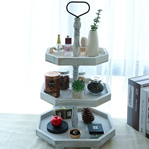 MRPAPA 3 Tiered Tray Stand - Large Farmhouse Kitchen Decor with Easy Assembly, 3 Tier Rustic Decorative Trays, Wood Cupcake Stand,Versatile 3-Tiered Organizer for Home Decor - Image 4