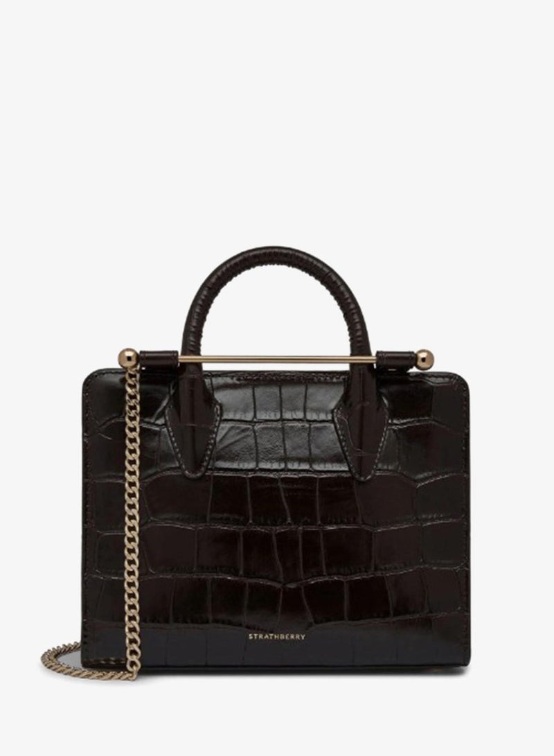 Strathberry Mini Tote In Croc Leather - Image 3