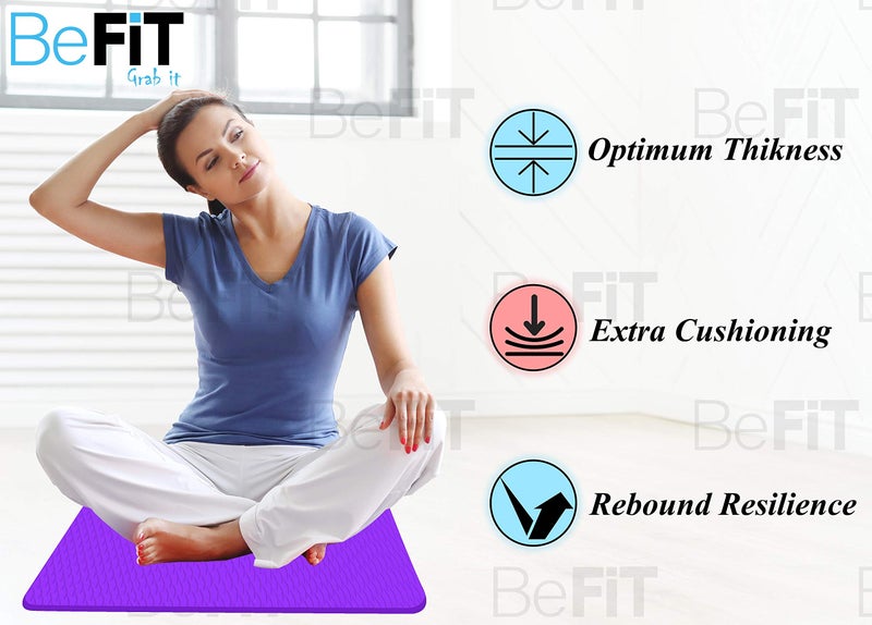 BeFiT® 6mm Anti-Skid Yoga Mat for Gym Workout and Yoga Exercise with Carrying Strap (Purple) - Image 4