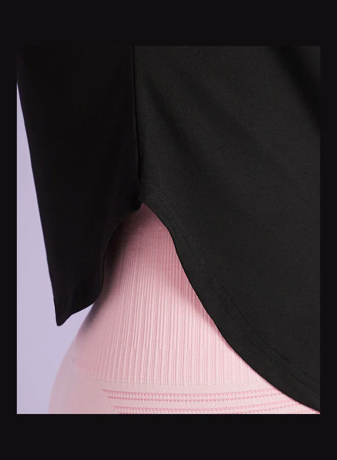Styli Curved Hem Jersey Active Yoga Top
