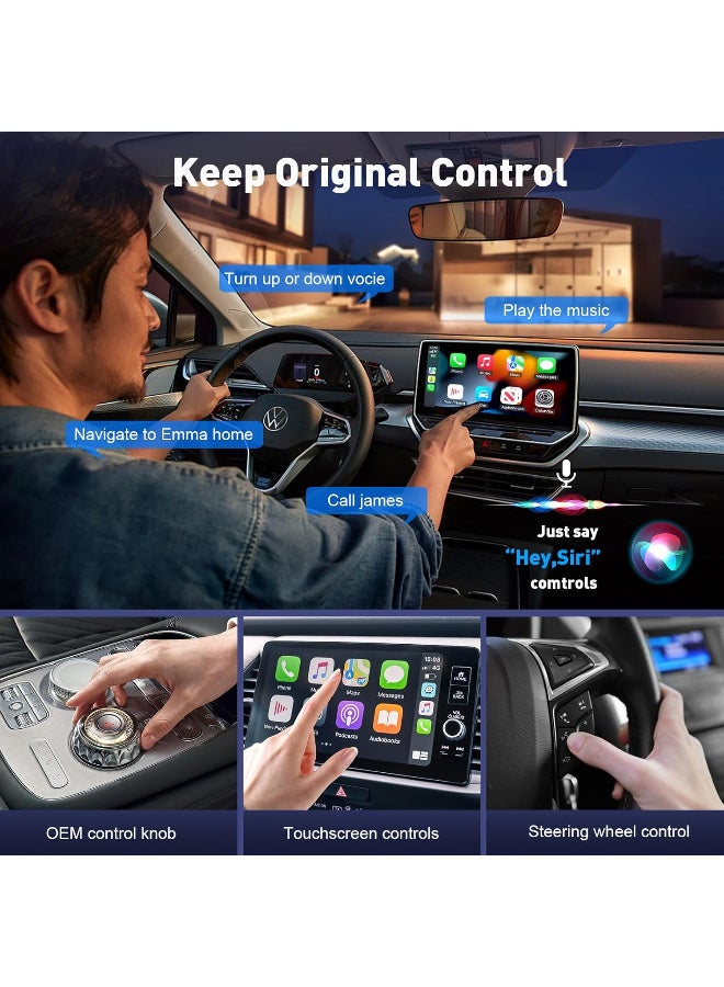 محول CarPlay لاسلكي صغير لأجهزة Apple (ترقية 2024) يحول دونجل CarPlay السلكي إلى لاسلكي لأجهزة iPhone، وتوصيل وتشغيل CarPlay لاسلكيًا للسيارات من عام 2016 ولأجهزة Apple iOS 10+ وAndroid 11+ - Image 3