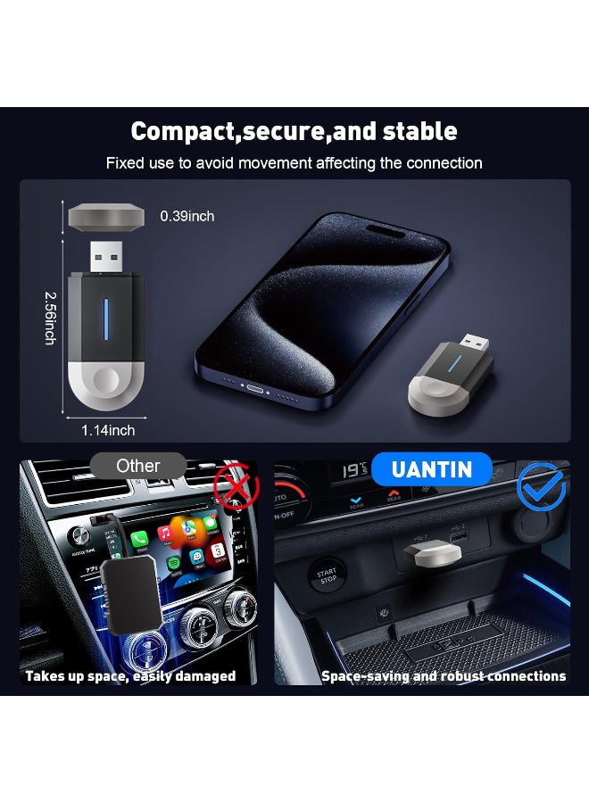 محول CarPlay لاسلكي صغير لأجهزة Apple (ترقية 2024) يحول دونجل CarPlay السلكي إلى لاسلكي لأجهزة iPhone، وتوصيل وتشغيل CarPlay لاسلكيًا للسيارات من عام 2016 ولأجهزة Apple iOS 10+ وAndroid 11+ - Image 4