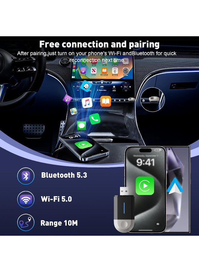 محول CarPlay لاسلكي صغير لأجهزة Apple (ترقية 2024) يحول دونجل CarPlay السلكي إلى لاسلكي لأجهزة iPhone، وتوصيل وتشغيل CarPlay لاسلكيًا للسيارات من عام 2016 ولأجهزة Apple iOS 10+ وAndroid 11+ - Image 5