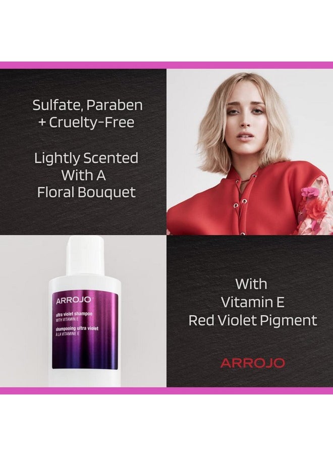 ARROJO Ultra Violet Purple Shampoo (8.5 Oz) Hair Shampoo For Color Treated Hair To Eliminate Brassy & Yellow Tones Purple Shampoo For Blonde Hair W/ Vitamin E Paraben And Sulfate Free Shampoo  - Image 4