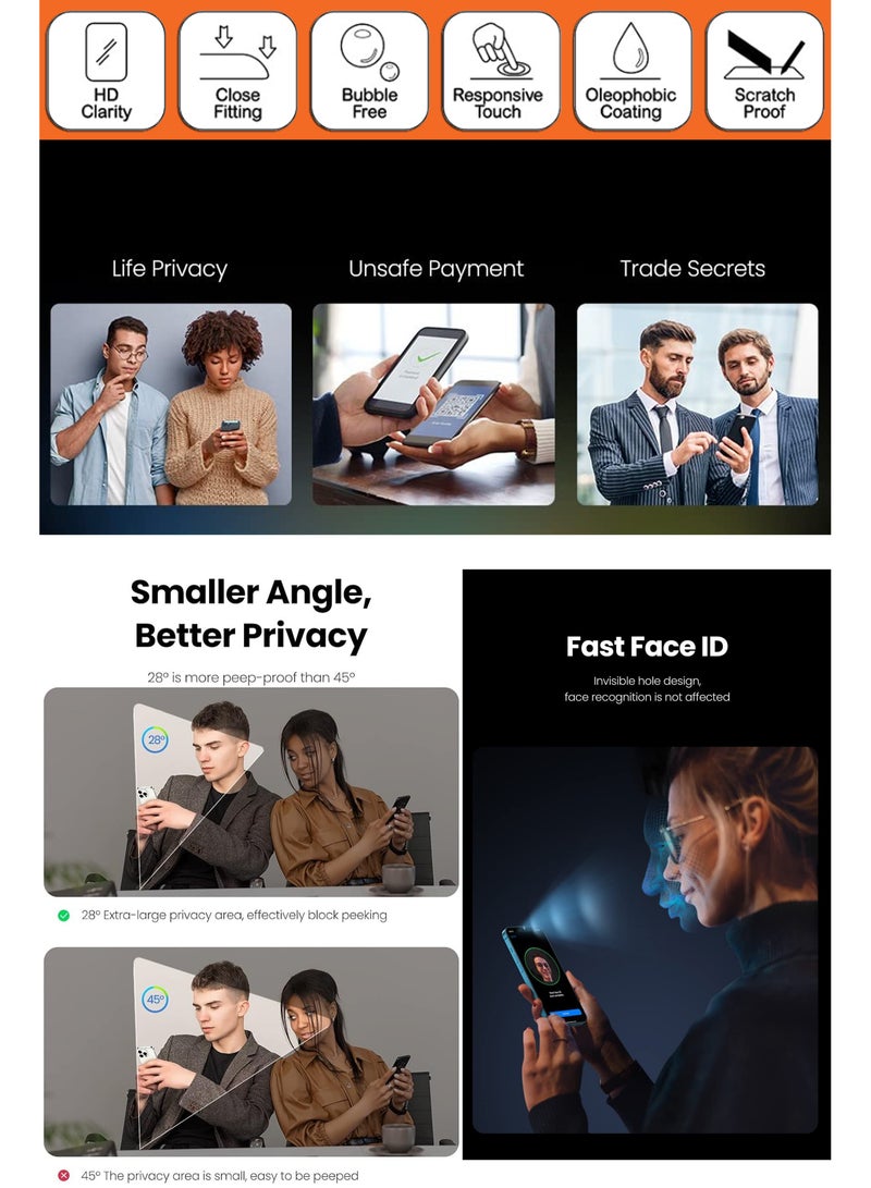 BYTER For Apple iPhone 17 Privacy 10D Tempered Glass Screen Protector - Full Edge to Edge Coverage Anti-Spy / Anti-Peeping 9H Hardness - Image 3