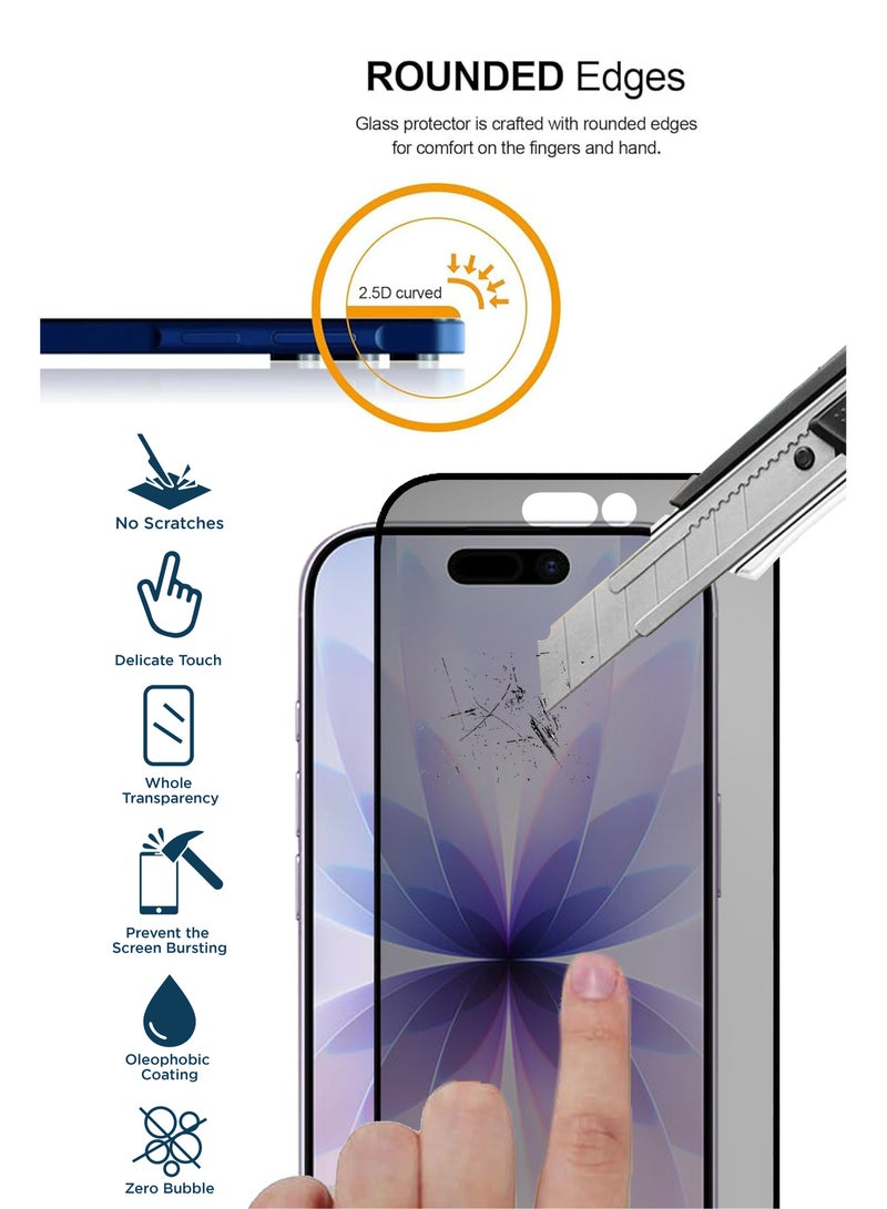 BYTER For Apple iPhone 17 Privacy 10D Tempered Glass Screen Protector - Full Edge to Edge Coverage Anti-Spy / Anti-Peeping 9H Hardness - Image 2