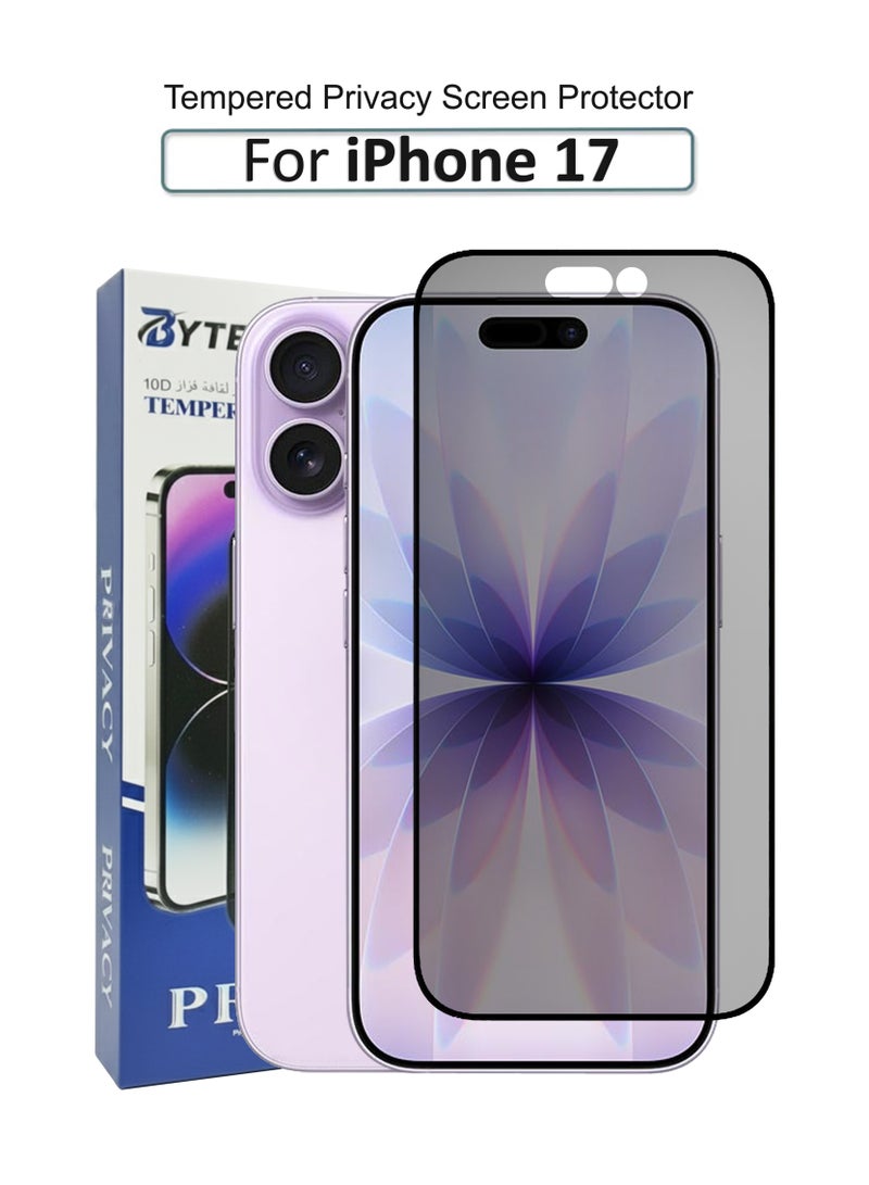 BYTER For Apple iPhone 17 Privacy 10D Tempered Glass Screen Protector - Full Edge to Edge Coverage Anti-Spy / Anti-Peeping 9H Hardness - Image 1
