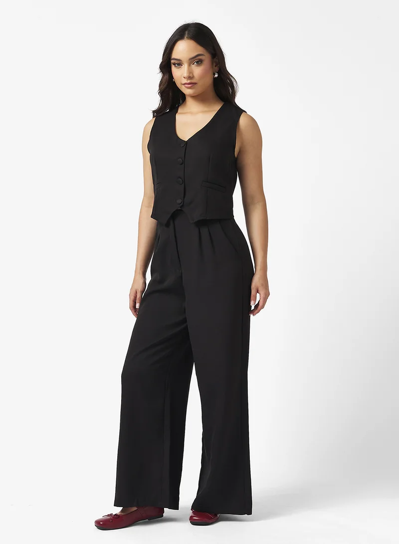 Ginger Button Down Waistcoat & Relaxed Fit Pant Coord Set