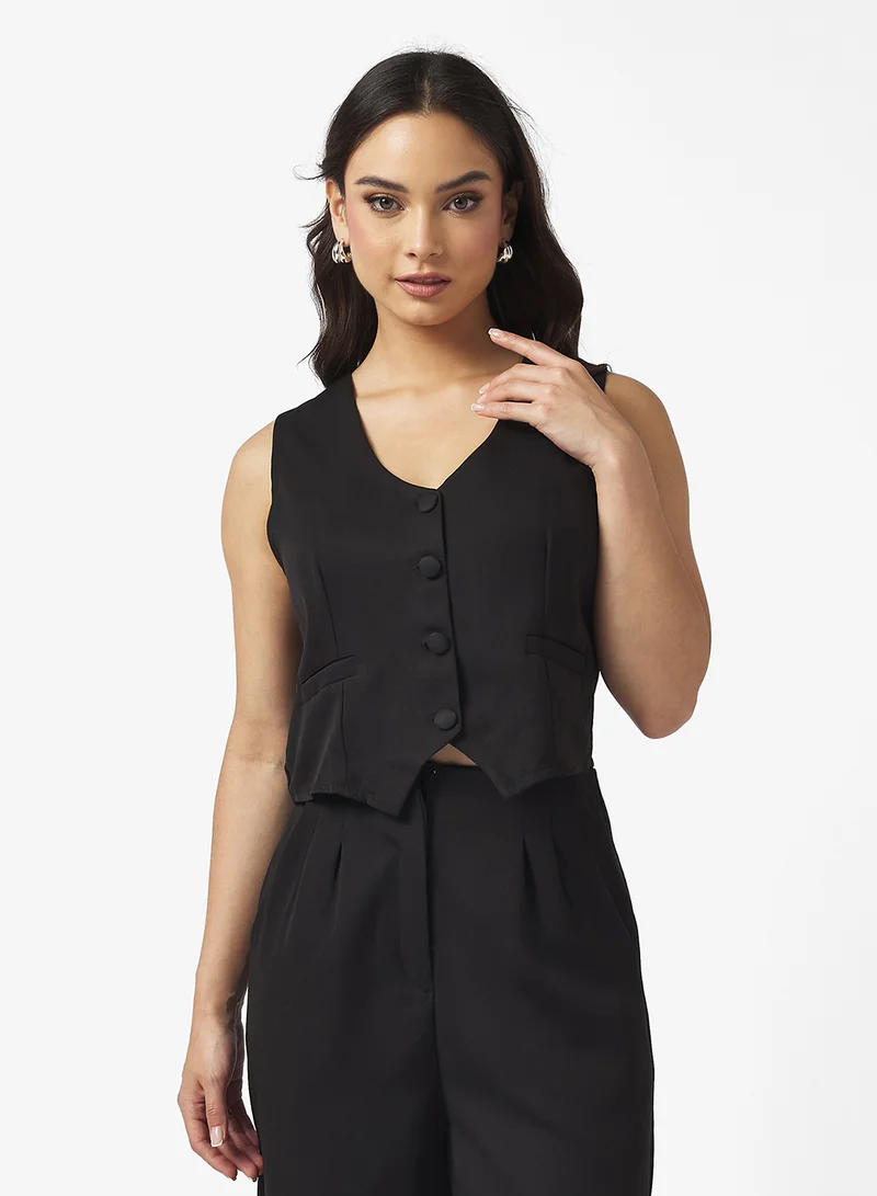 Ginger Button Down Waistcoat & Relaxed Fit Pant Coord Set