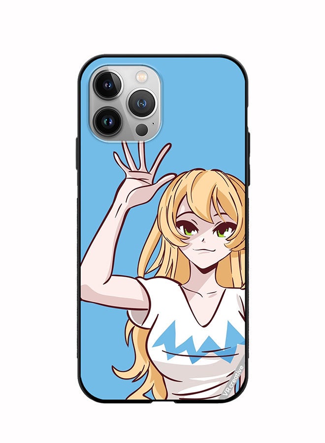 VR CREATIVE Protective Case Cover For Apple iPhone 12 Pro Max Anime Girl Waving Hand Design Multicolour - Image 1