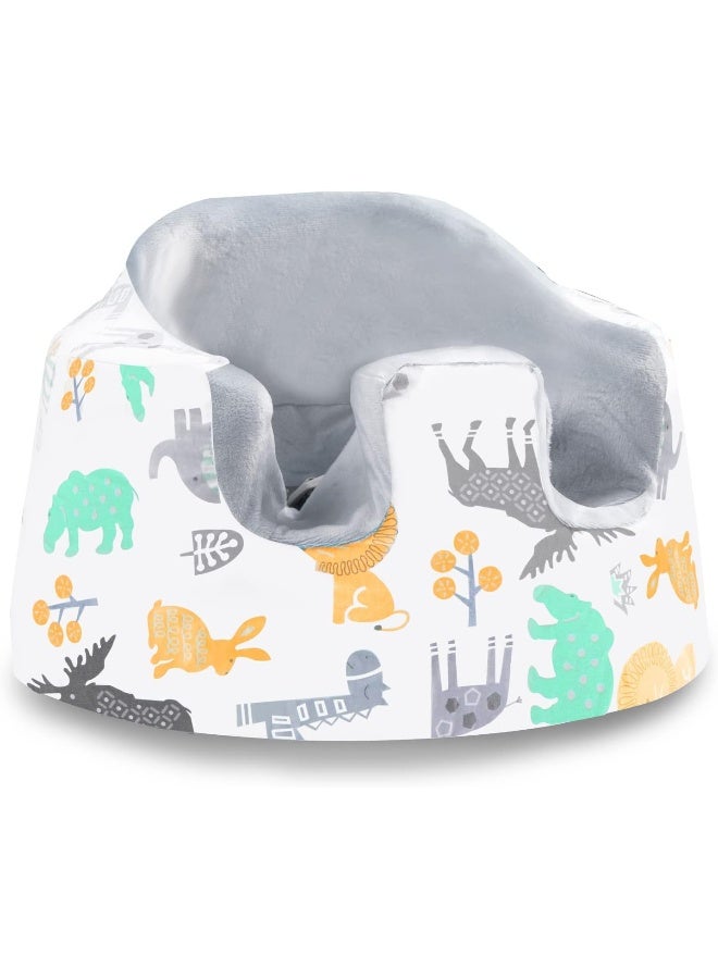 SMTTW Seat Cover Compatible with Bumbo Seat, Summer Cooling Breathable Seat Cover for Baby Boy Girl(Grey Animals) - Image 1