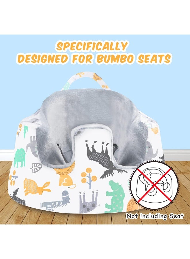 SMTTW Seat Cover Compatible with Bumbo Seat, Summer Cooling Breathable Seat Cover for Baby Boy Girl(Grey Animals) - Image 4