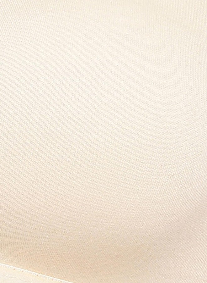 Clovia Women's Cotton Rich Solid Non-Padded Full Cup Wire Free T-Shirt Bra (BR0638P24_Nude_36B) - Image 3