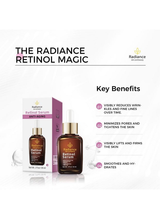 Generic - RADIANCE - Retinol Serum for Face with Vitamin E, Organic Jojoba Oil, Aloe Vera, Green Tea, Hylauronic Acid for Smoothing Fine Lines, Dark Spot & Anti Aging, Anti Wrinkles Facial Serum 1 Oz - Image 1