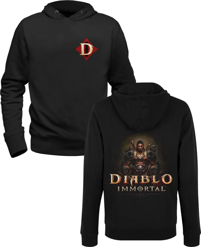 الفا تيشيرت Diablo Immortal Barbarian Front Back Printed Black Sweatshirt