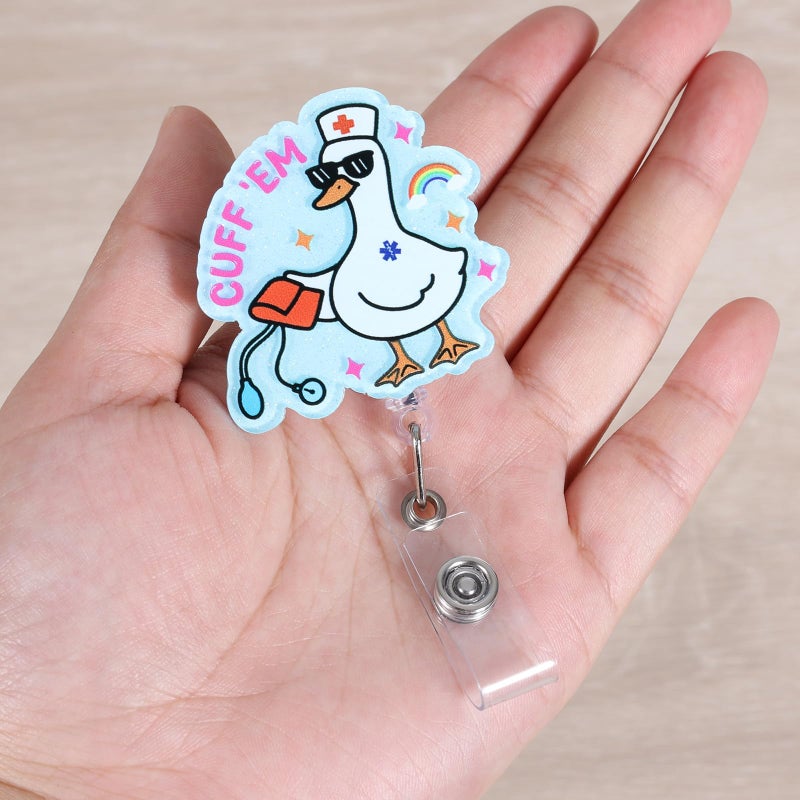 BEZTN Cuff 'Em Funny Goose Nurse Badge Reel, Cute Medical Badge Holder with Retractable Clip, Name Tag Work Badge Buddy for RN LPN CNA MA Nursing Student Doctor, Nurse Gifts - Image 4