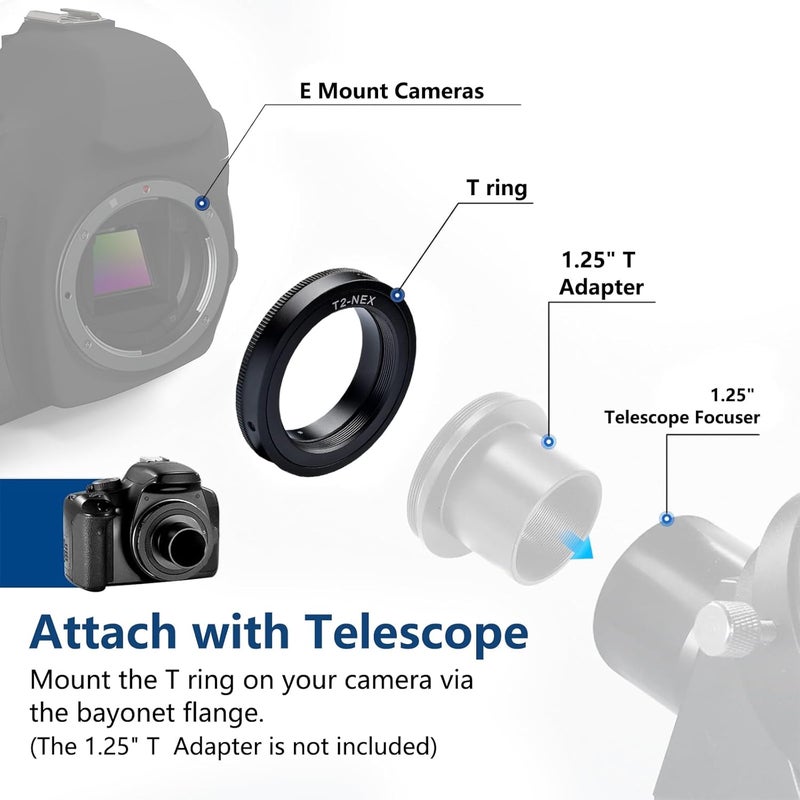 Lightdow T/T2 Mount Adapter Ring for Sony A7/A7R/A6000/A5100 - Image 2