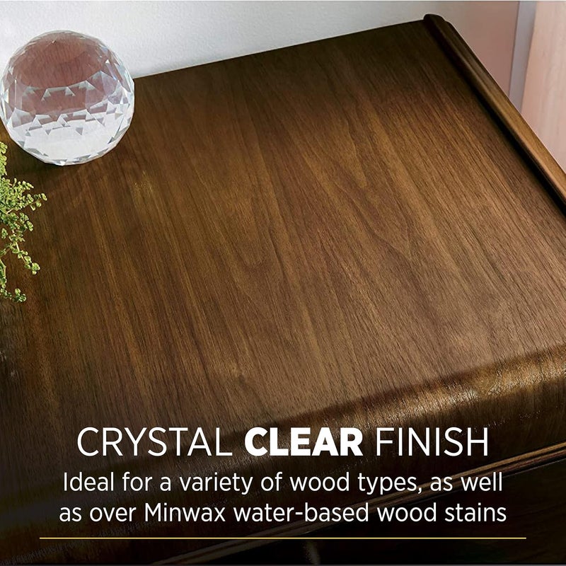 Minwax تشطيب الخشب الواقي من مينواكس بولي كريليك، ساتان شفاف، ½ باينت - Image 4