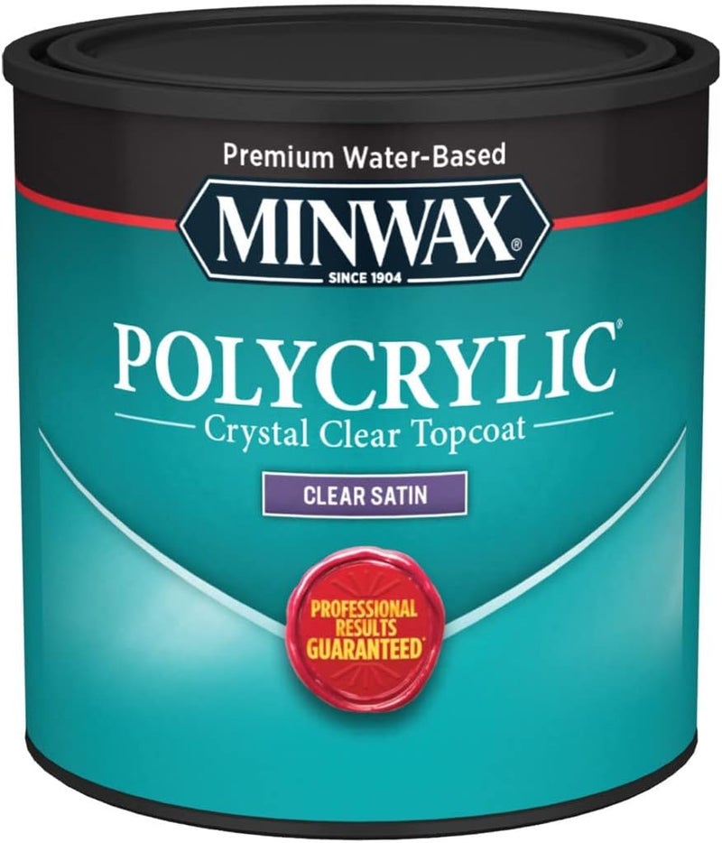 Minwax تشطيب الخشب الواقي من مينواكس بولي كريليك، ساتان شفاف، ½ باينت - Image 1