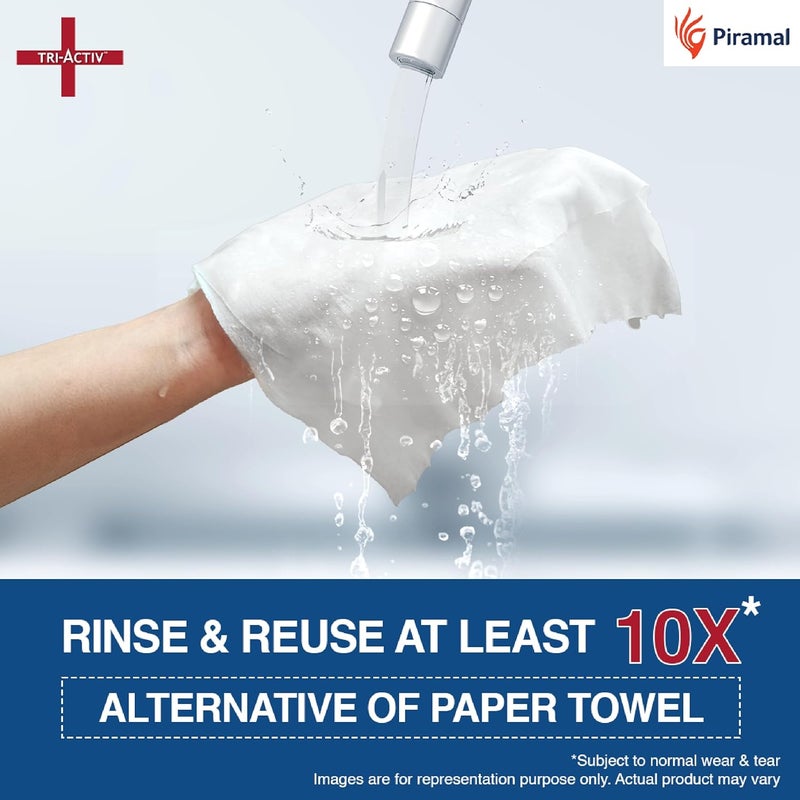 TRI-ACTIV Washable & Reusable Kitchen Towel Roll | 80 Pulls per Roll, 240 Sheets Pack of 3 | Highly Absorbent Kitchen Tissue Roll | Non Woven Fabric | Better alternative to Paper Tissue Roll | White - Image 3