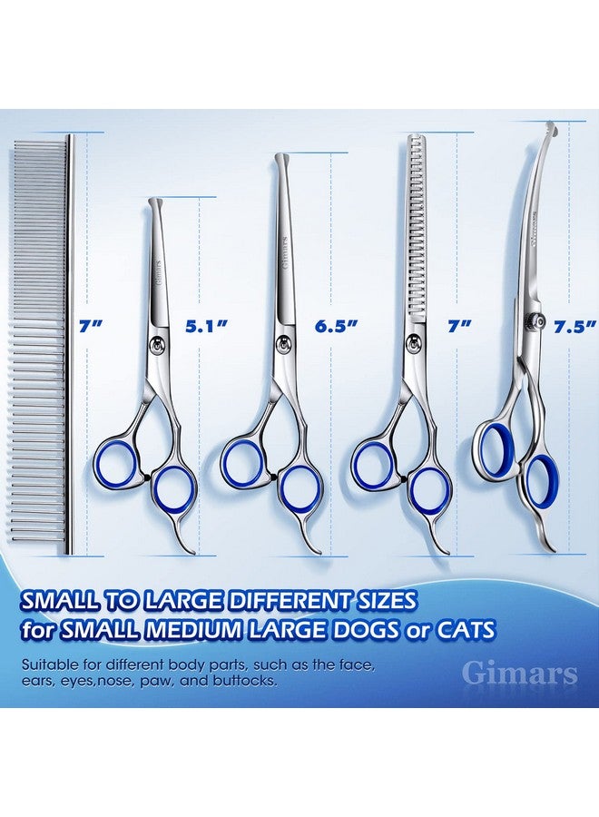 جيمارس مقص احترافي 6 في 1 من جيمارس مطلي بالتيتانيوم 4CR من الفولاذ المقاوم للصدأ للعناية بالكلاب مع طرف دائري آمن، مقص متين للعناية بالحيوانات الأليفة للكلاب والقطط والحيوانات الأخرى - Image 3