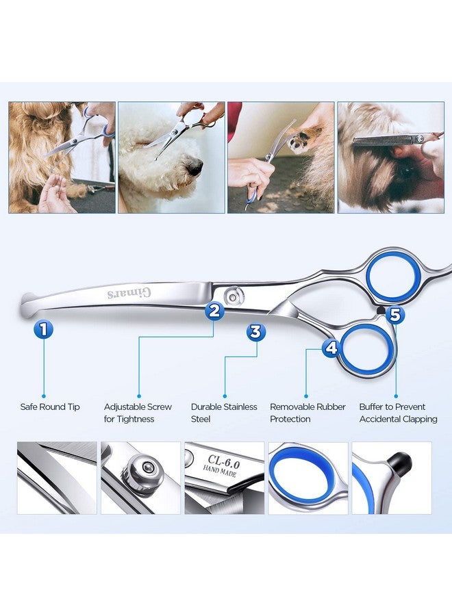 جيمارس مقص احترافي 6 في 1 من جيمارس مطلي بالتيتانيوم 4CR من الفولاذ المقاوم للصدأ للعناية بالكلاب مع طرف دائري آمن، مقص متين للعناية بالحيوانات الأليفة للكلاب والقطط والحيوانات الأخرى - Image 2