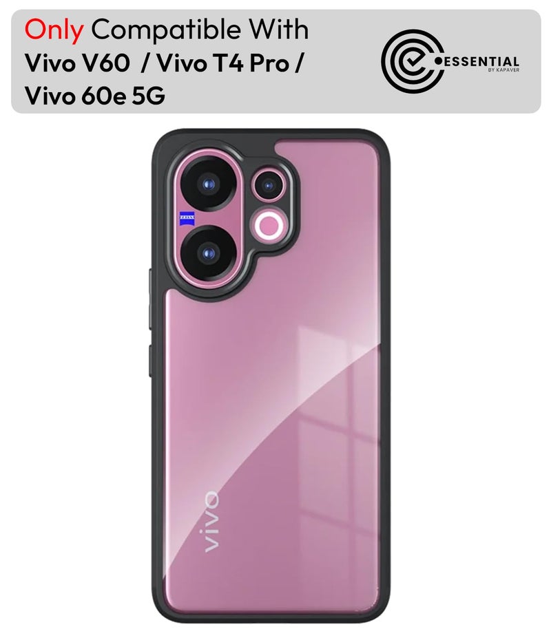KAPAVER Essential Back Cover Case Compatible with Vivo V60 / Vivo 60e / Vivo T4 Pro 5G (Black) - Image 2