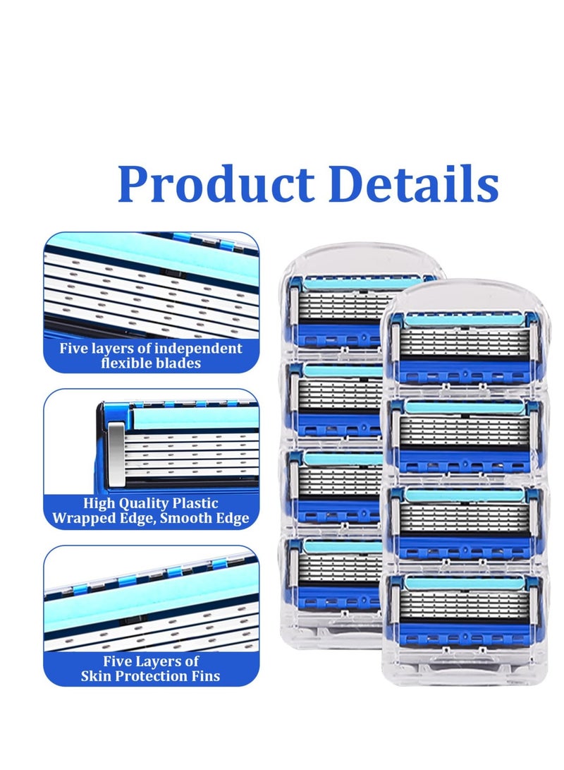 SYOSI Gillette Fusion Razors for Men, 1 Razor, 8 Blade Refills, Lubrastrip for a More Comfortable Shave and Smooth, with Gillette Fusion 5 Razor Blades, Compatible with Gillette Razors for Men - Image 4