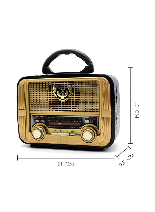 MD-1905BT 3-Band Bluetooth Radio and Speaker with USB, TF, AUX, and High-Sensitivity Antenna - Gold - Image 3