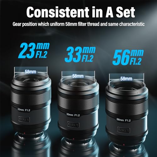 SIRUI Sniper APS-C Autofocus Lens Set, 23mm, 33mm, 56mm, F1.2 Wide Angle Camera Lens for X-T4, X-T5, X-H1, X-H2/H2S, X-T3, X-T30, X-S10 (X Mount, Black) - Image 5