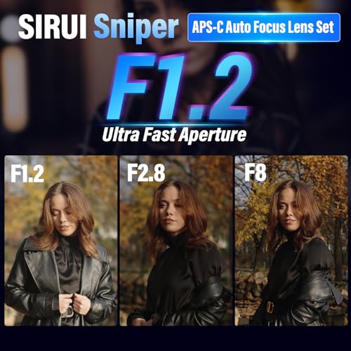 SIRUI Sniper APS-C Autofocus Lens Set, 23mm, 33mm, 56mm, F1.2 Wide Angle Camera Lens for X-T4, X-T5, X-H1, X-H2/H2S, X-T3, X-T30, X-S10 (X Mount, Black) - Image 2