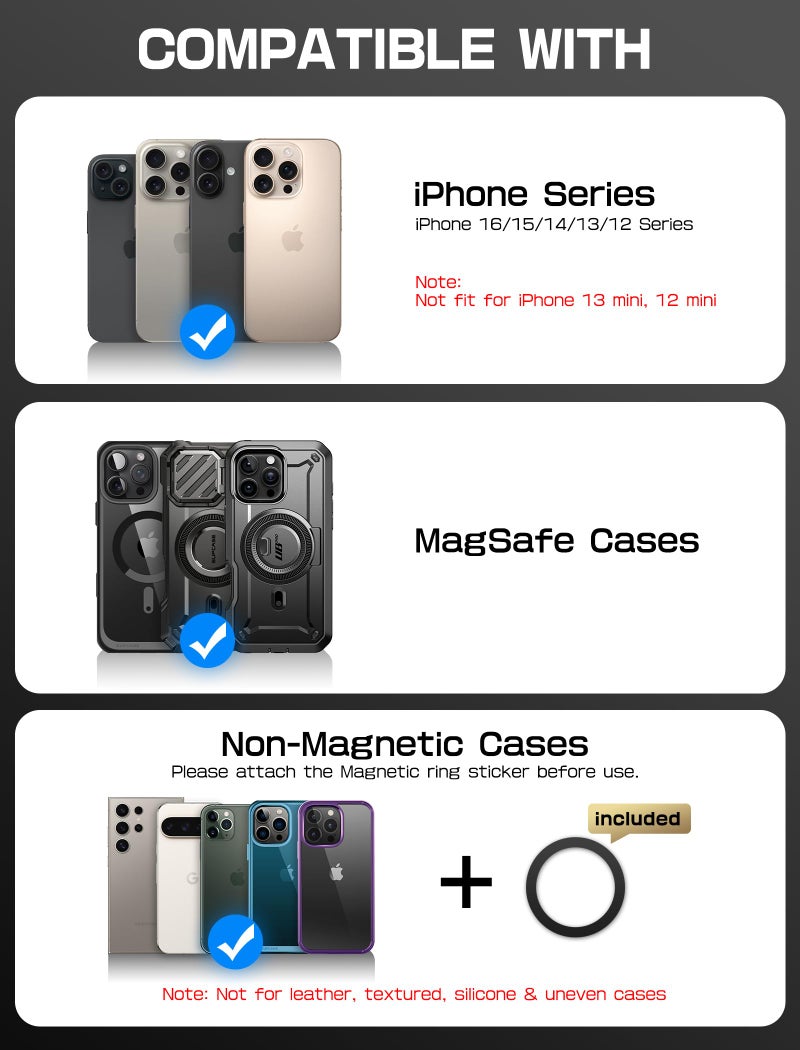 SUPCASE for MagSafe Wallet with AirTag Holder, Magnetic Airtag Wallet for Men, [Hold 5 Cards] [Adjustable Stand] [RFID Blocking] Phone Card Holder Tripod for iPhone 17/16/15/14/13/12 Series, Dark - Image 2