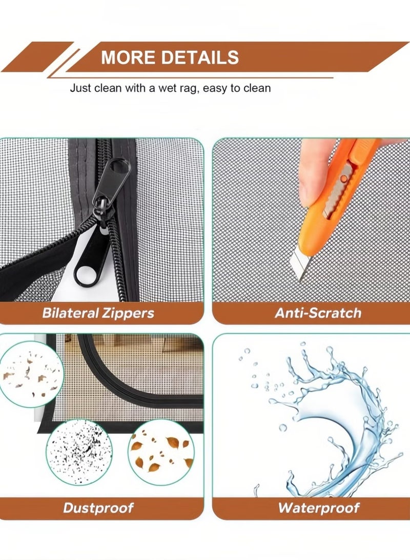 OMEVE Mesh Screen Door, 100 x 210cm Pet Screen Door Cat Resistant Mesh Screen Door Two Way Zipper Pets Proof Screen Door Pet-Proof Anti-Mosquito Door Curtain for Living Room, Bedroom, Patio, Kitchen - Image 2