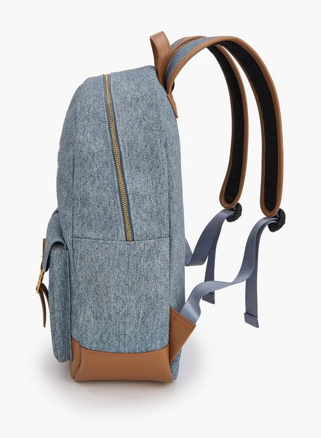 Lee Cooper BLUE Logo Print Backpack With Adjustable Shoulder Straps  | Best Price UAE