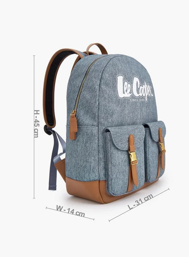 Lee Cooper BLUE Logo Print Backpack With Adjustable Shoulder Straps  | Best Price UAE