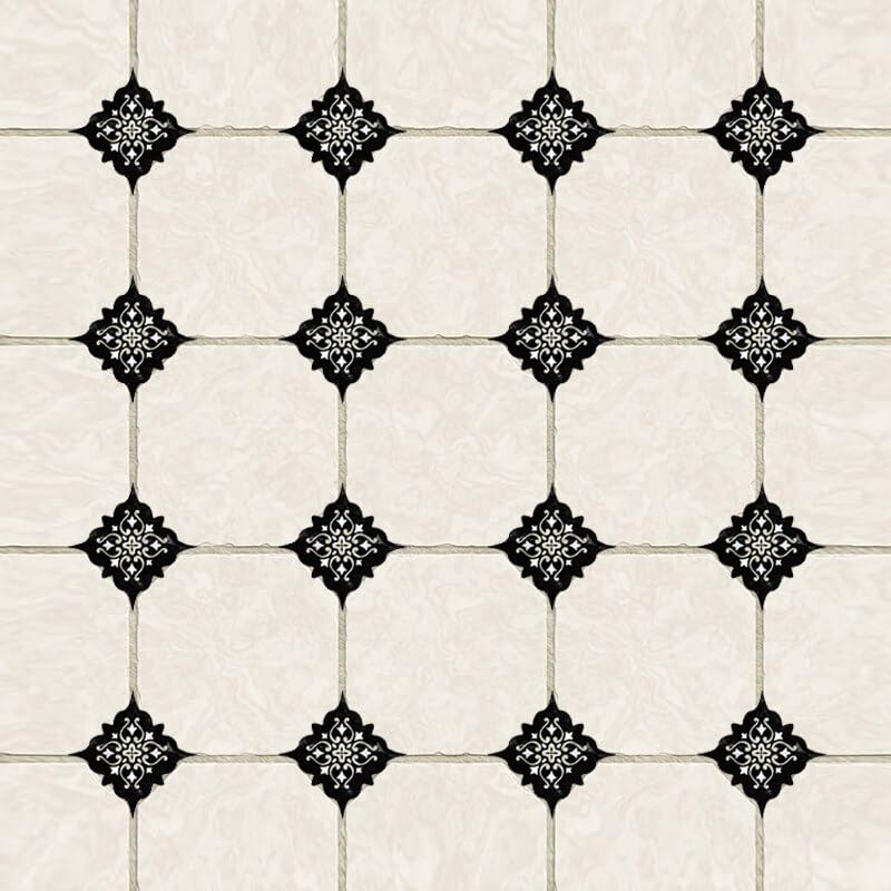 HEUREKA Black and Yellow Ceramic Tile Stickers Waterproof Floor Kitchen Wall Sticker (30 CM X 45 CM)-Self-Adhesive - Image 1