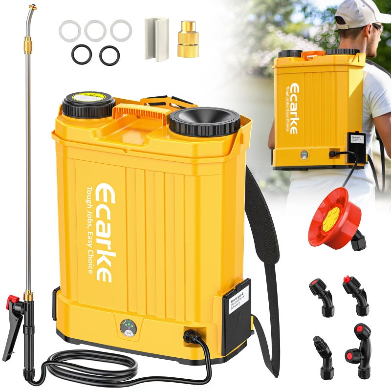 Ecarke Battery Backpack Sprayer Compatible with Dewalt 20V Battery (Tool Only) 4.2 Gallon with Auto Mixer, 0â€“100PSI Adj, Leak-Proof Metal Telescopic Wand 42", 6 Nozzles, Ergonomic Strapâ€“Lawn Garden Sprayer - Image 1