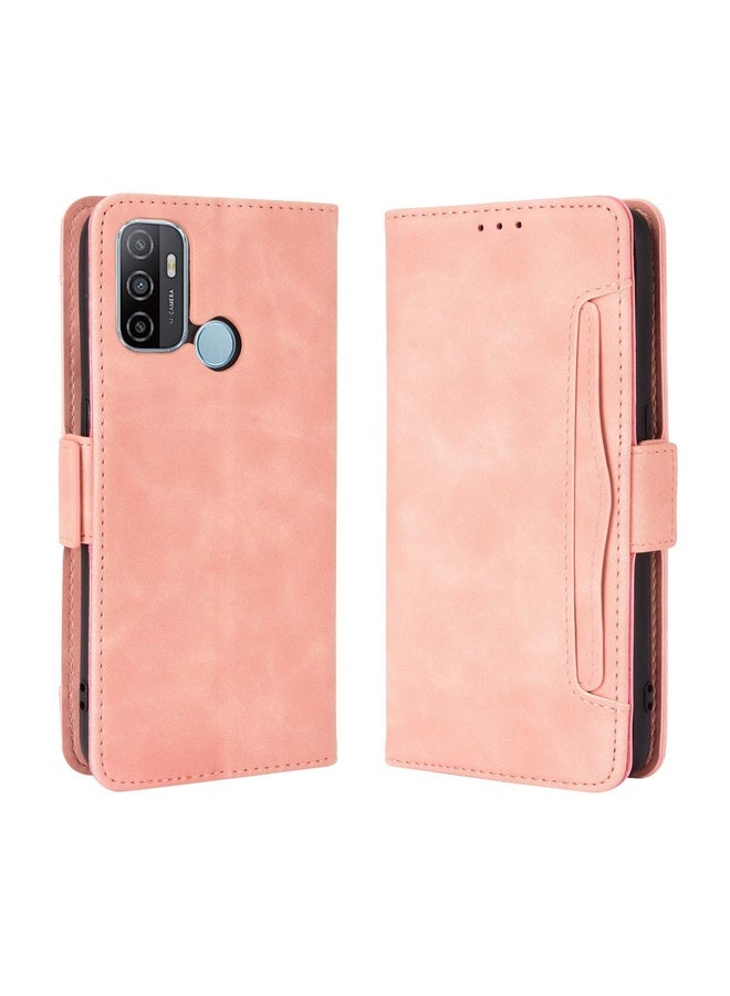 HuHa Case Cover For OPPO A53 2020 / A53S 2020 / A33 Wallet Style Skin Feel Calf Pattern Leather Case with Separate Card Slot(Pink) - Image 1