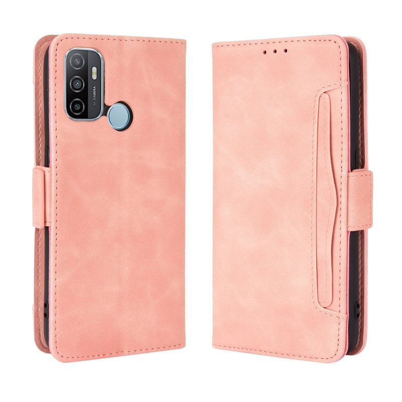HuHa Case Cover For OPPO A53 2020 / A53S 2020 / A33 Wallet Style Skin Feel Calf Pattern Leather Case with Separate Card Slot(Pink) - Image 1