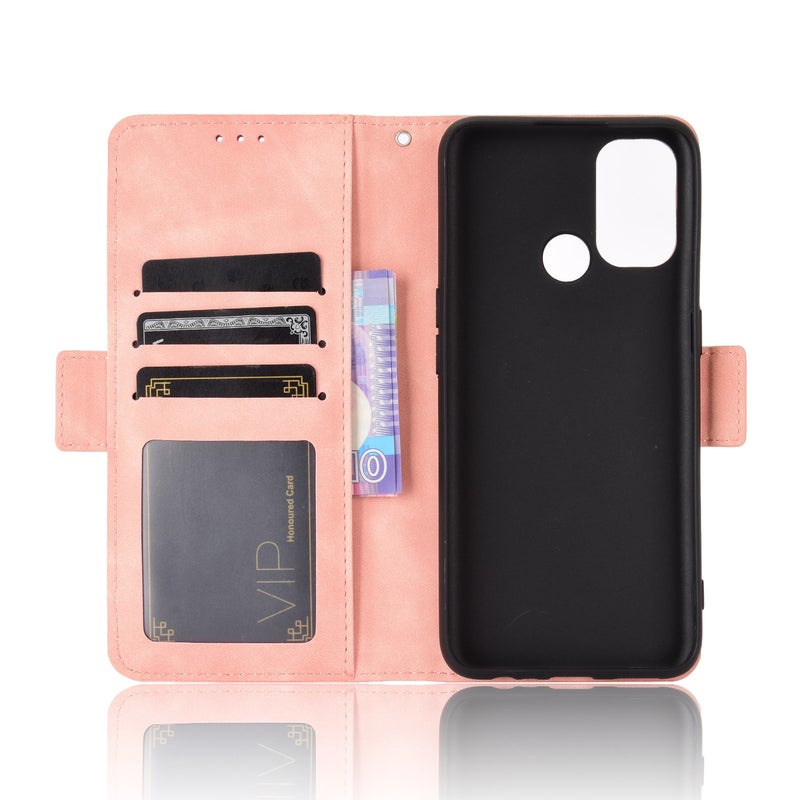 HuHa Case Cover For OPPO A53 2020 / A53S 2020 / A33 Wallet Style Skin Feel Calf Pattern Leather Case with Separate Card Slot(Pink) - Image 5