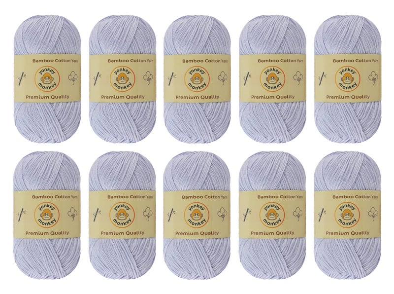 10Pack of Yonkey Monkey 500 Grams Yarn  70 Rayon derived from Bamboo 30 Cotton  Imported  White Gray 9006