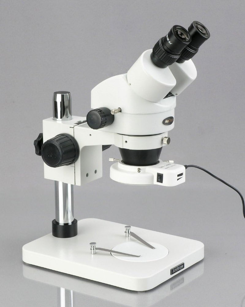 AmScope AmScope SM1BS64S Professional Binocular Stereo Zoom Microscope WH10x Eyepieces 7X45X Magnification 07X45X Zoom Objective 64Bulb LED Ring Light Pillar Stand 110V240V  - Image 3