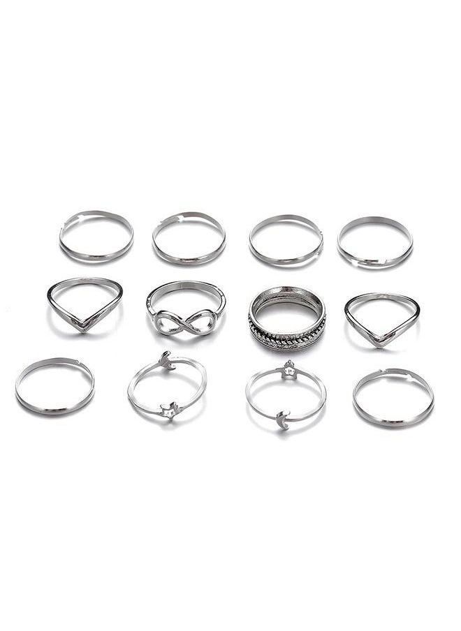 NIBEMINENT 12-Piece Metal Bohemian Vintage Style Ring Set  - Image 1