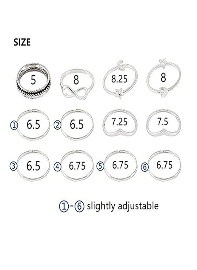 NIBEMINENT 12-Piece Metal Bohemian Vintage Style Ring Set  - Image 3