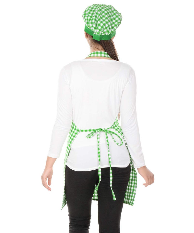 Switchon® Cotton Checkered Kitchen Apron with Chef Cap | Free Size Cooking Apron for Men & Women | Multi-Purpose Apron for Home, Hotels, Cafés & Restaurants | Ideal Kitchen Gift Set - Image 2