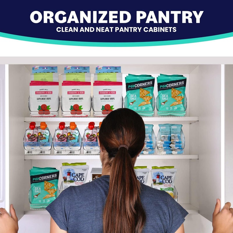 ELTOW Clear Storage Bins for Pantry - 3 Compartment Kitchen Cabinet and Cupboard Storage Organizers, Multipurpose Storage Bins for Snacks, Packets, Pouches, Spice Packets, Plastic Bin for Fridge - 6 Pack - Image 5